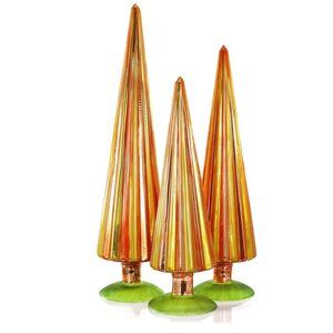 Amber Color Pleated Tabletop Tree Set of 3